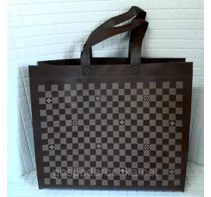 Эко сумка "Шахматка", коричневый (W226),385х320х120,90 гр./м2,без  молнии ,400 мм