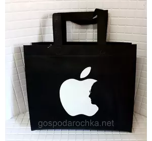 Эко сумка "Apple", чорный,320х270х100,90 гр./м2,на молнии,400 мм