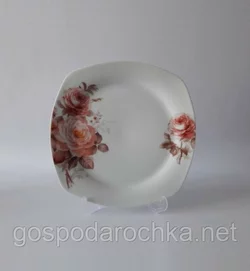Тарелка квадратная  мелкая Корейская роза 17-023