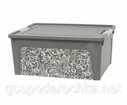 Контейнер "Smart Box" з декором Home  7,9л, 32,3*24,5*14см (какао/біла роза)
