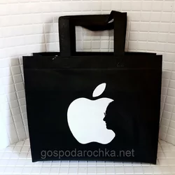 Эко сумка "Apple", чорный,320х270х100,90 гр./м2,на молнии,400 мм