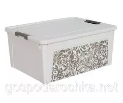 Контейнер "Smart Box" з декором Home  7,9 л, 32,3*24,5*14 см (белая роза/какао)